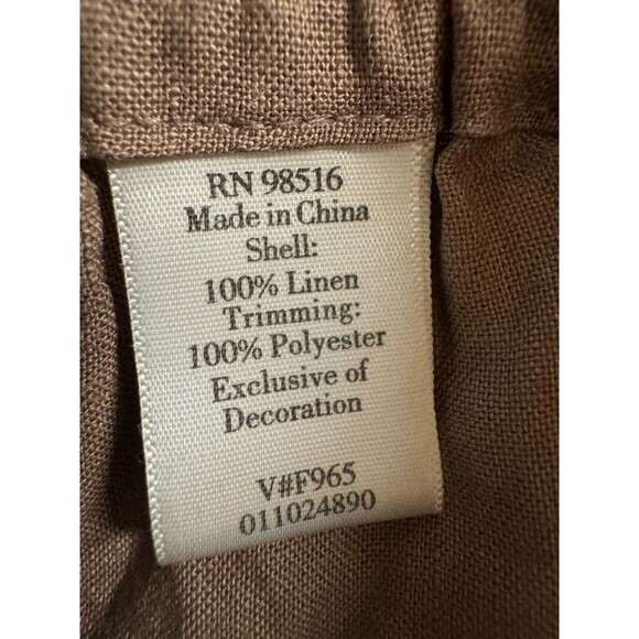 Coldwater Creek Brown Linen Pull On Pants Wide Leg Embroidered Lagenlook Size L - Picture 5 of 9